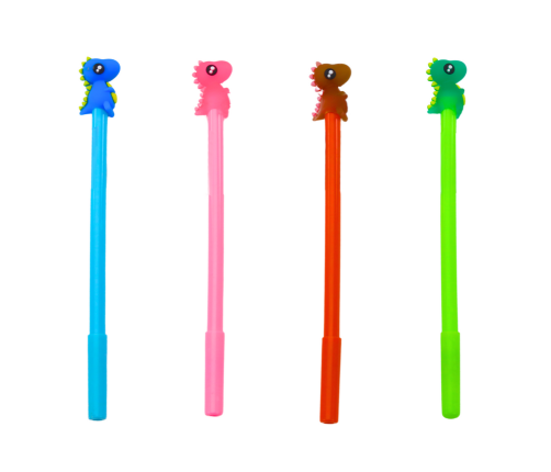 Dinosaur Ballpoint Pen Black Cap Refill Mix Pink Blue 0.5mm
