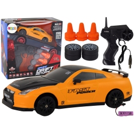 Remote Controlled Sports Car R/C 1:24 Yellow Interchangeable Wheels Remote Controlled Sports Car R/C 1:24 Yellow Interchangeable Wheels