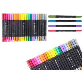 Set of 48 double-sided markers in various colors in an organizer Set of 48 double-sided markers in various colors in an organizer