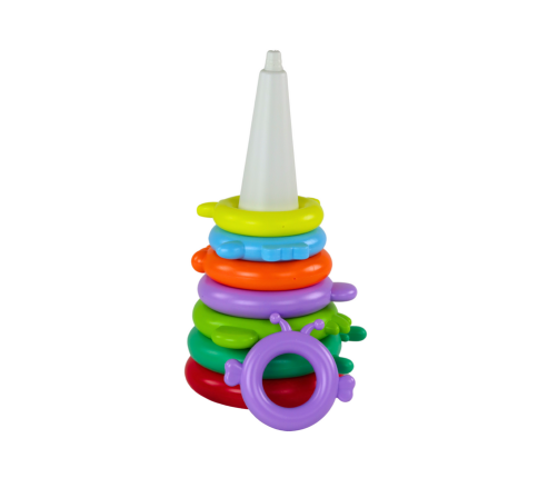 Giraffe Pyramid Puzzle 13 Circles Colorful 43cm x 18cm x 18cm