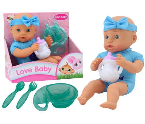 Кукла малыш с принадлежностями для обеда