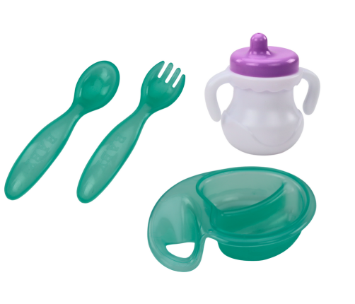 Кукла малыш с принадлежностями для обеда