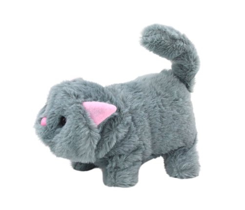 Plush Interactive Animal Kitten Walks and Meows Gray