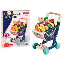 Shopping cart for children, vegetables for cutting, navy blue