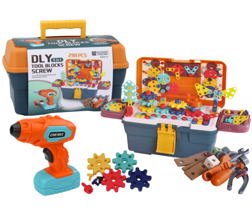 3D Konstrukcijas puzles ar bloku komplektu DIY kastē un izņemamu urbju komplekts