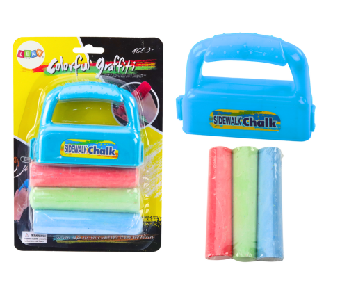 Set of Chalks with Handle Thick Sidewalk Chalk Blue 3 Pcs