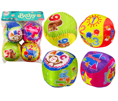 Set of Soft Balls Colorful Educational Rattle Balls 4 pcs.