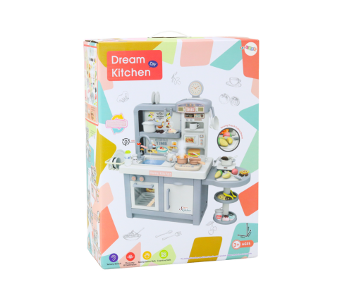 Dream Kitchen For Children Lights Sounds Steam Accessories Gray