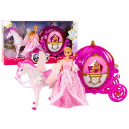 Carriage With Horse Doll Princess Carriage Pink Pegasus Set Carriage With Horse Doll Princess Carriage Pink Pegasus Set