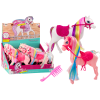 Figurine Horse With Colorful Mane, Saddle, Brush, White Pink Figurine Horse With Colorful Mane, Saddle, Brush, White Pink