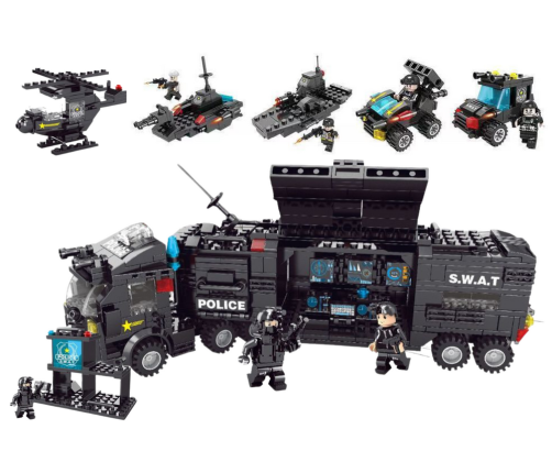 Construction Bricks Special Services Police Helicopter Boot MIX Set