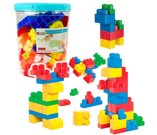 Educational Large Building Blocks in a Bucket Set Pink 160 pcs.