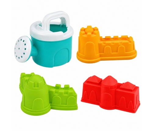 Set of Sand Toys, Grinder, Molds, Castles, Watering Can, Pink