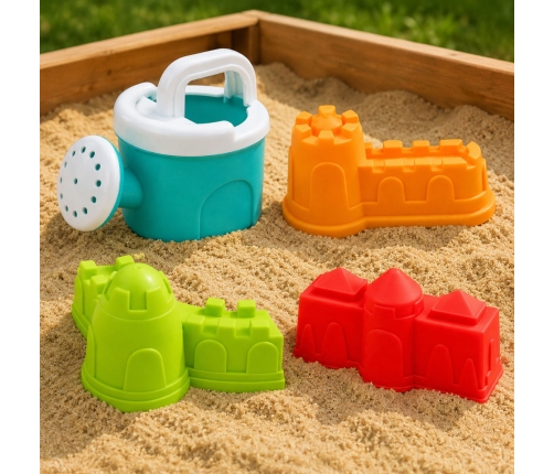 Set of Sand Toys, Grinder, Molds, Castles, Watering Can, Pink