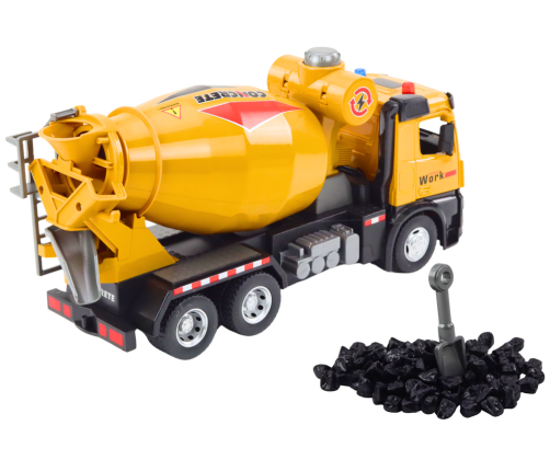 Yellow Concrete Mixer Truck, Friction Drive, Light and Sound