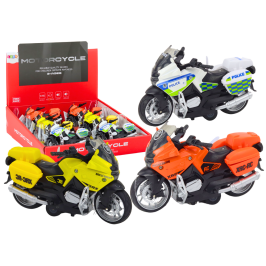 Sports Motorcycle with Friction Drive 3 Designs Yellow Orange White Sports Motorcycle with Friction Drive 3 Designs Yellow Orange White