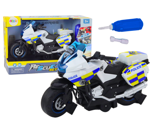 Police Turning Motorcycle DIY Lights Sounds White