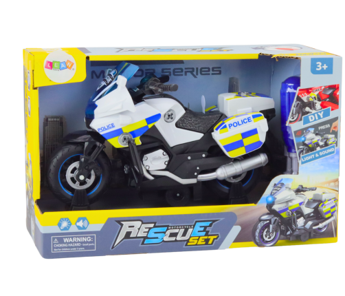 Police Turning Motorcycle DIY Lights Sounds White