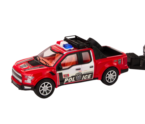 Police Pickup Truck With Tow Truck Semi-Trailer Off-Road Car Police Set