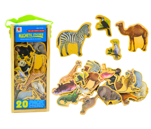 Set of Wooden Magnets Animals 20 Pieces Colorful