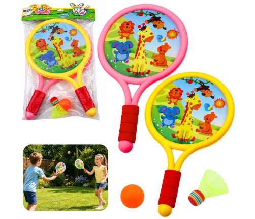 Children's Badminton Rackets Animals Yellow Pink