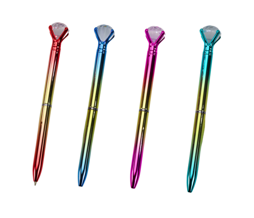 Diamond Ballpoint Pen Shiny Gold Color Blue Refill 0.7mm Mix