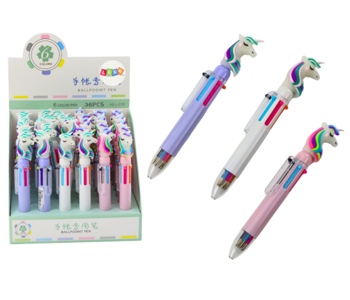 Multicolor Unicorn Automatic Pen 6 Colors Mix