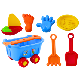 Sand Toys Blue Trolley Rake Spatula Boat 8 El Sand Toys Blue Trolley Rake Spatula Boat 8 El