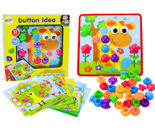 Picture Puzzle Colorful Buttons To Complete 12 Pictures