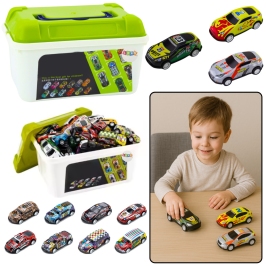 Набор из машинок в коробке с ручкой 50 шт. Набор из машинок в коробке с ручкой 50 шт.