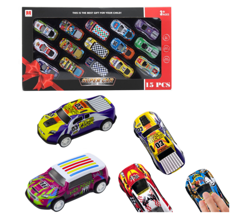 Set of Car Springs Cars With Drive Colorful 15 Pieces