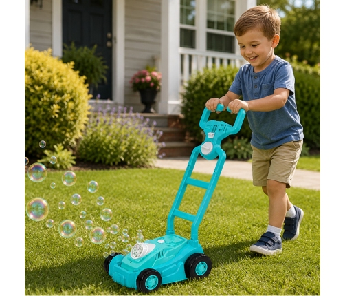 Bubble Machine Ride-on Lawn Mower with Handle Blue
