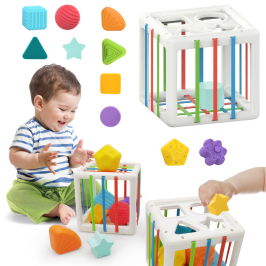 Elastic Sensory Cube Anti-Stress Sorter Rubber Blocks For Children Elastic Sensory Cube Anti-Stress Sorter Rubber Blocks For Children