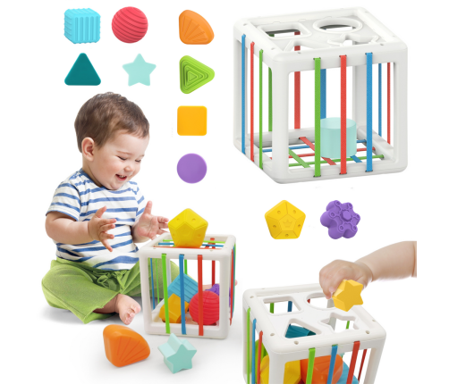 Elastic Sensory Cube Anti-Stress Sorter Rubber Blocks For Children