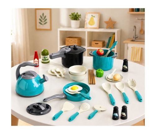 Little Chef Set Pots Dishes Food Products 33 El