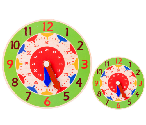 Wooden Clock Educational Hours Minutes Seconds Green