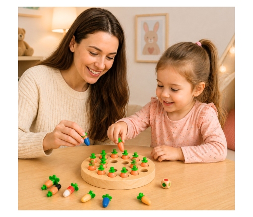 Family Memory Game Carrots Wooden
