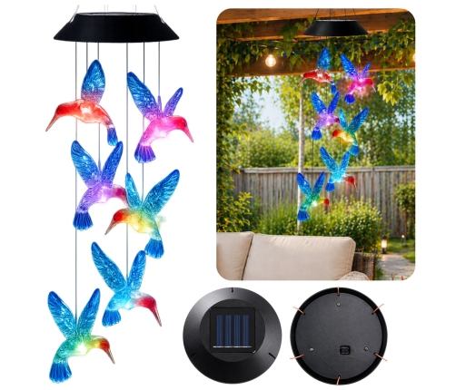 Solar Hummingbirds Birds LED Colorful Light