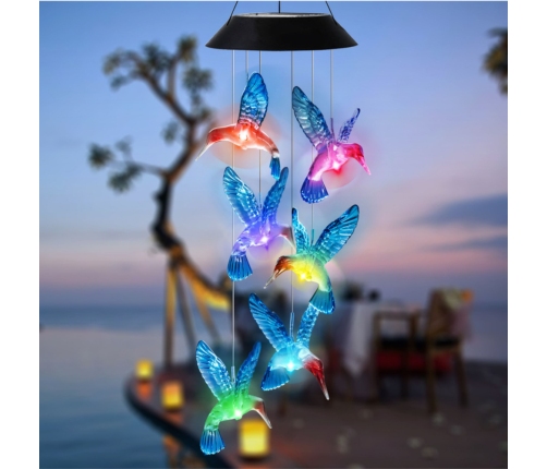 Solar Hummingbirds Birds LED Colorful Light