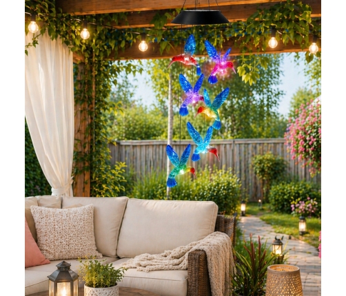 Solar Hummingbirds Birds LED Colorful Light