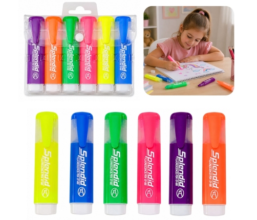 Highlighter Pen Set Pastel Colors 6pcs.