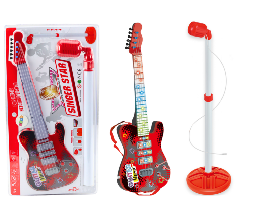Электрогитара с подставкой и микрофоном Red