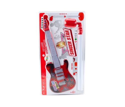 Электрогитара с подставкой и микрофоном Red