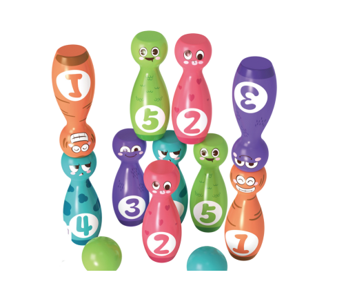 Bowling Set Smiley Balls Colored 10pcs