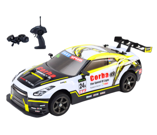 Radiovadāmā mašīna Drift Interchangeable Wheels White and Yellow