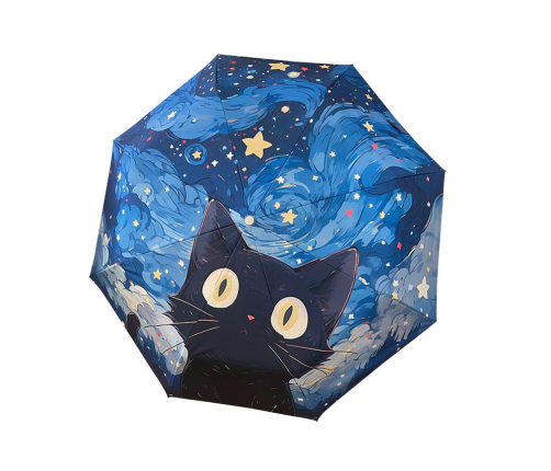 Automatic Umbrella Rainproof Sunproof Cat Blue