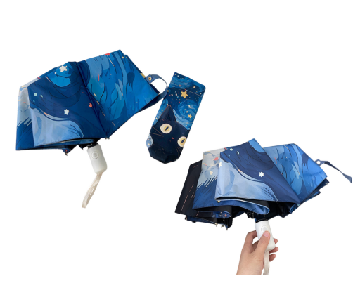 Automatic Umbrella Rainproof Sunproof Cat Blue