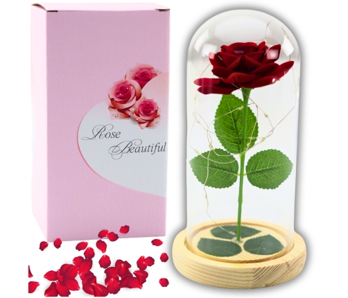 Eternal Rose In Glass Dome LED Lighting Red 21x11cm