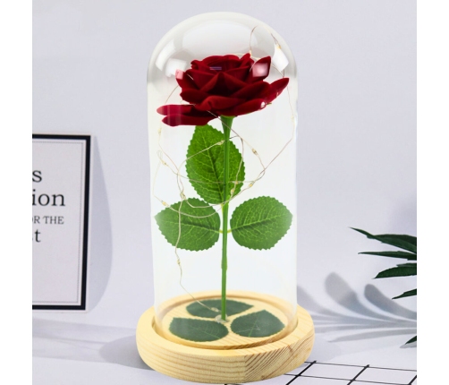 Eternal Rose In Glass Dome LED Lighting Red 21x11cm