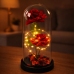 Eternal 2 Roses in Dome with LED Lighting and Rose Petals Red 21x11cm